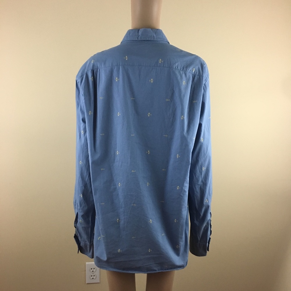 J Crew Large Button Down Blue Airplane Pilot Plane - image 6